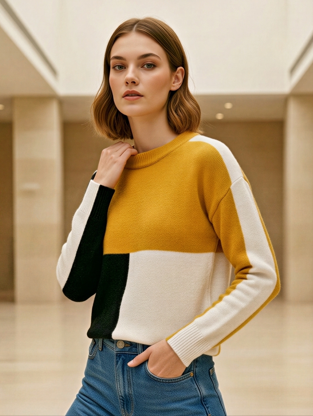 Mabelinda Color Block Knit Sweater